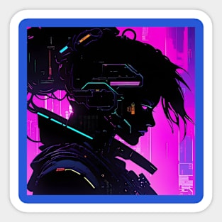 Cyberpunk silhouette Sticker